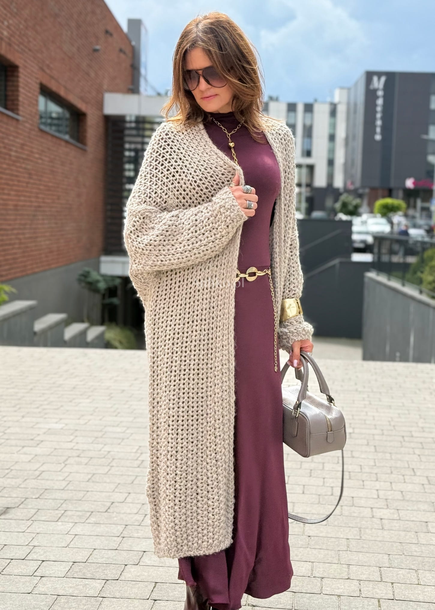 Kardigan Cozy Net Beżowy