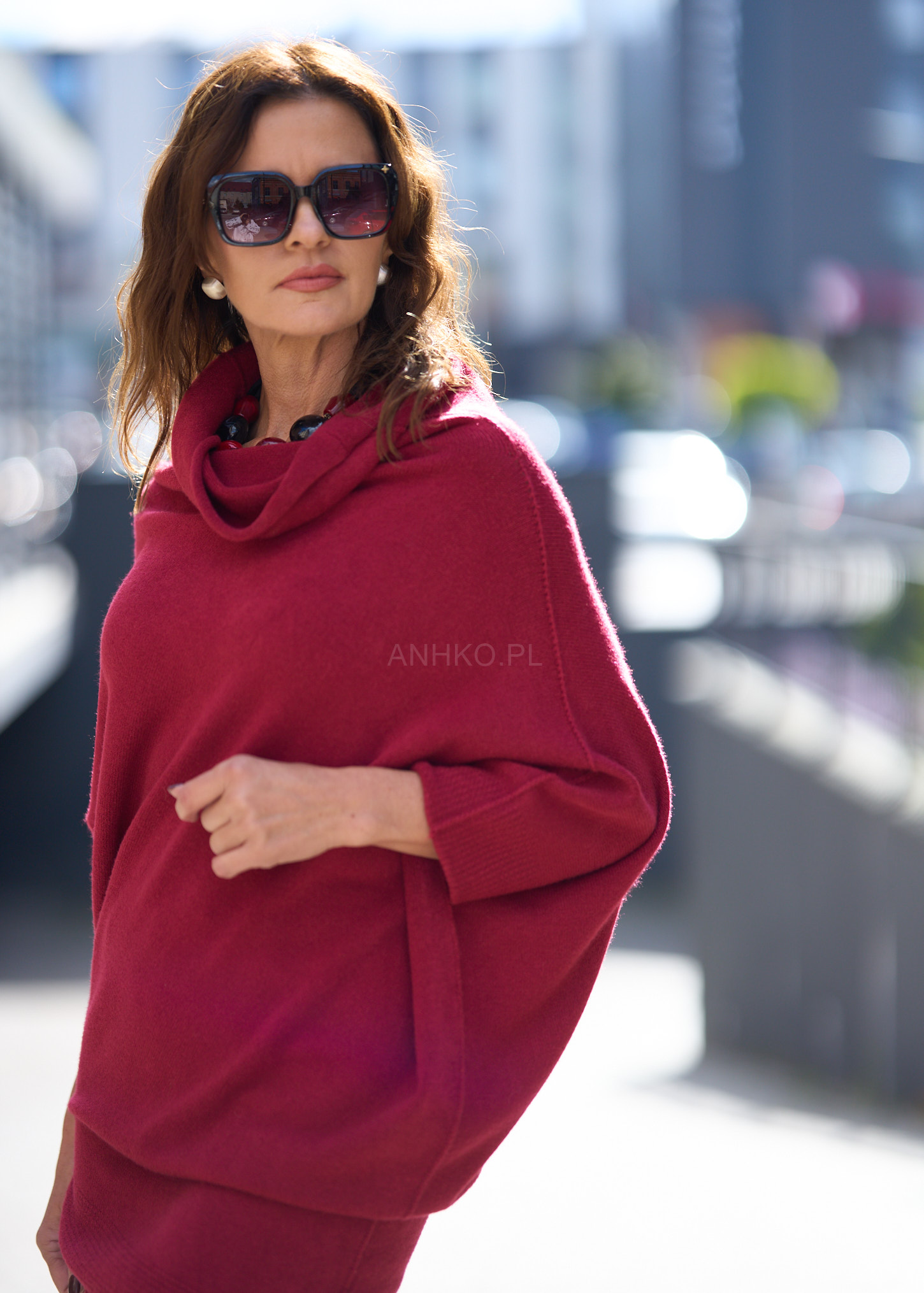 Sweter Avenel Bordowy