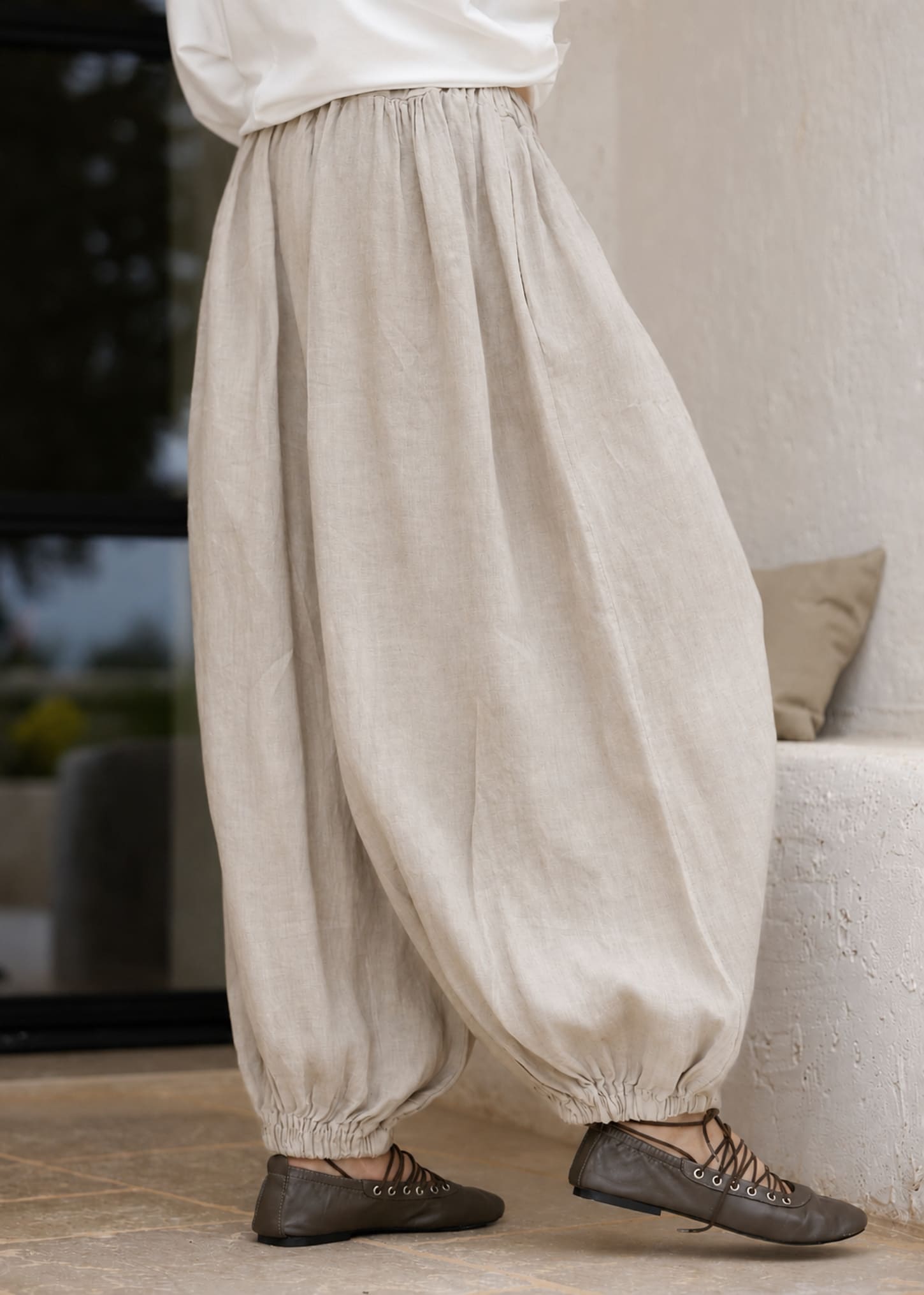 Spodnie Lniane Sand Drift Beige